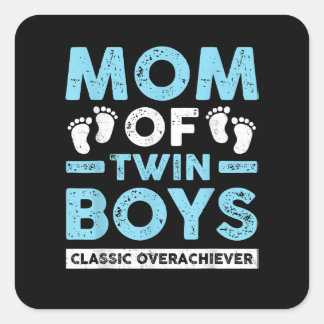 Mama von Twin Boys Classic Overlays Twin Mama Twi Quadratischer Aufkleber