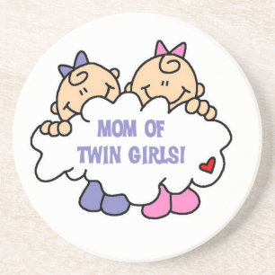 Mama von Twin Girls T - Shirt und Geschenken Getränkeuntersetzer
