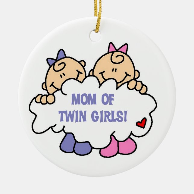 Mama von Twin Girls T - Shirt und Geschenken Keramik Ornament (Vorne)