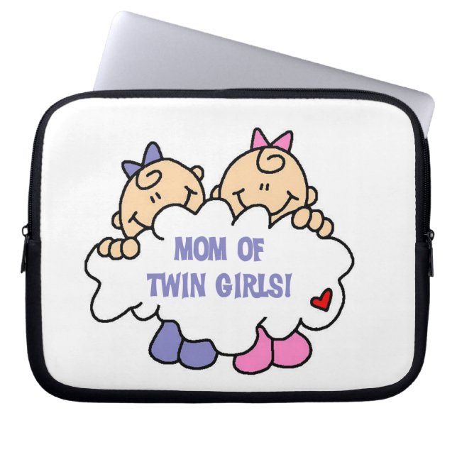 Mama von Twin Girls T - Shirt und Geschenken Laptopschutzhülle (Vorderseite)