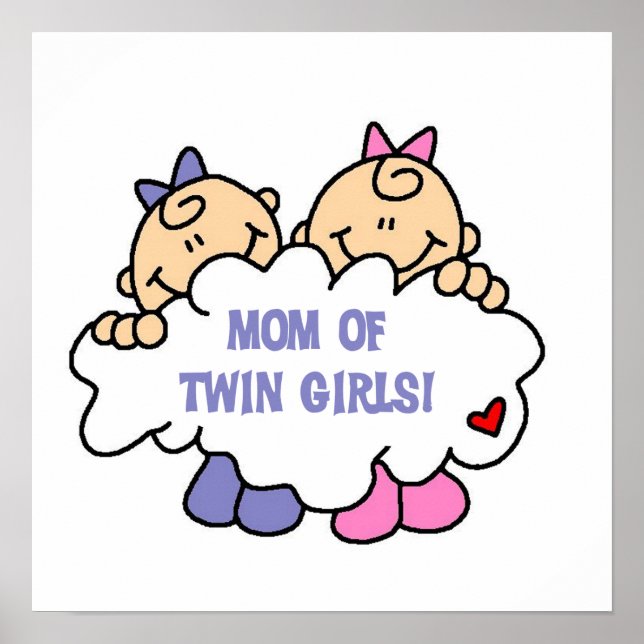 Mama von Twin Girls T - Shirt und Geschenken Poster (Vorne)