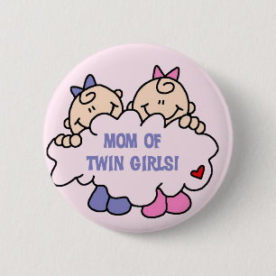 Mama von Twin Girls Tshirts and Gifts Button