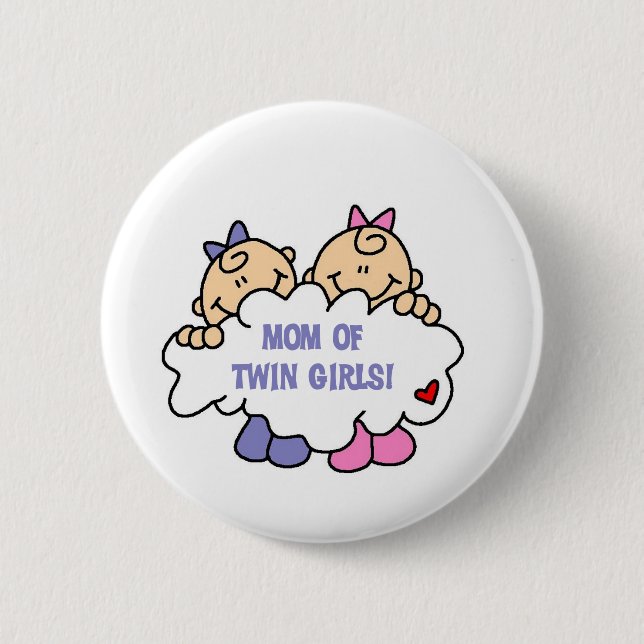 Mama von Twin Girls Tshirts and Gifts Button (Vorderseite)