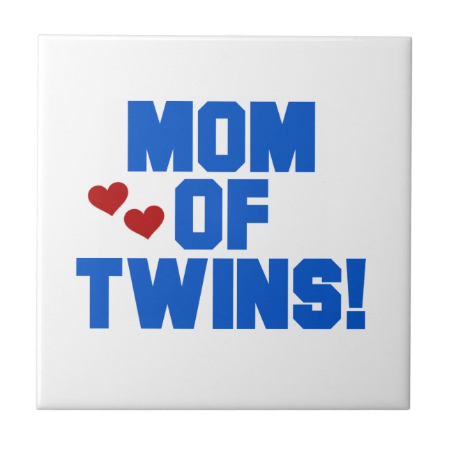 Mama von Twins Blauer Text Geschenke Fliese (Vorderseite)