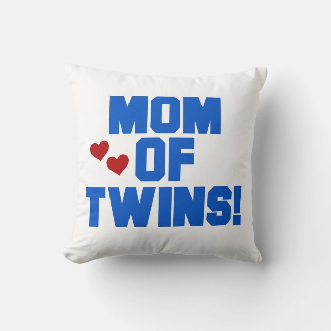 Mama von Twins Blauer Text Geschenke Kissen (Vorderseite)