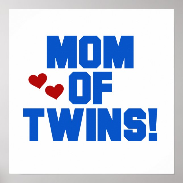 Mama von Twins Blauer Text Geschenke Poster (Vorne)