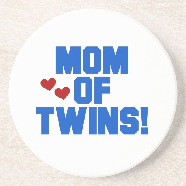 Mama von Twins Blauer Text Geschenke Untersetzer (Vorne)