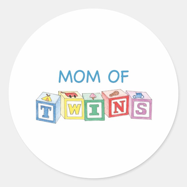 Mama von Twins Blocks Runder Aufkleber (Vorderseite)