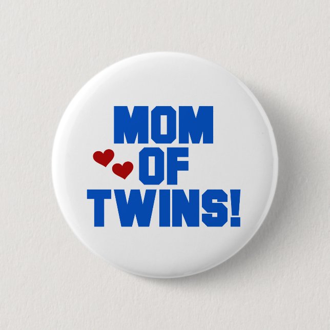 Mama von Twins-Blue-Text-Hemden und Geschenken Button (Vorderseite)