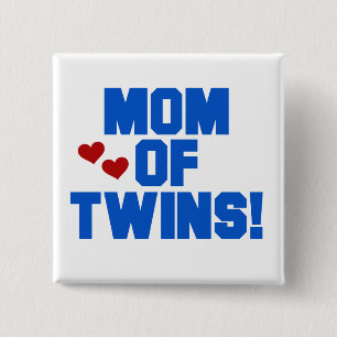 Mama von Twins-Blue-Text-Hemden und Geschenken Button