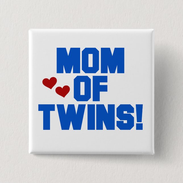 Mama von Twins-Blue-Text-Hemden und Geschenken Button (Vorderseite)
