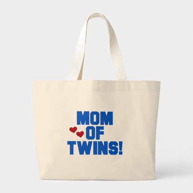 Mama von Twins-Blue-Text-Hemden und Geschenken Jumbo Stoffbeutel (Vorne)