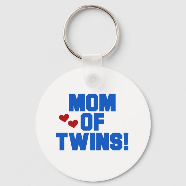 Mama von Twins-Blue-Text-Hemden und Geschenken Schlüsselanhänger (Vorderseite)