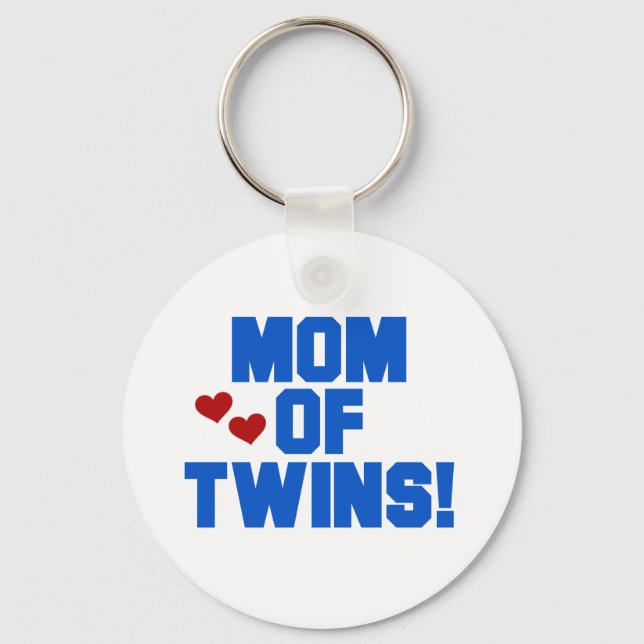 Mama von Twins-Blue-Text-Hemden und Geschenken Schlüsselanhänger (Vorderseite)