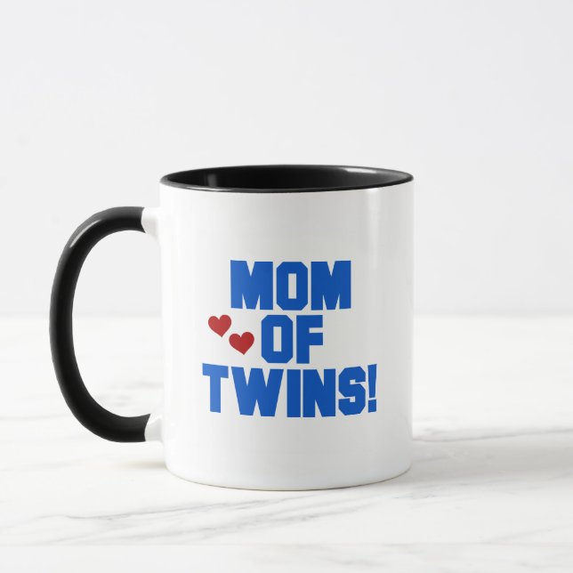 Mama von Twins-Blue-Text-Hemden und Geschenken Tasse (Links)