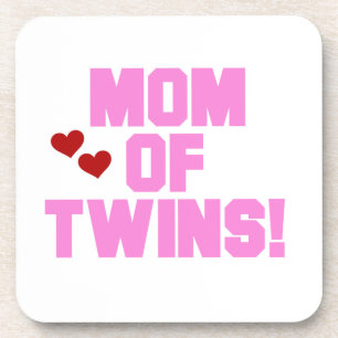 Mama von Twins Pink Text Geschenke Getränkeuntersetzer