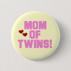 Mama von Twins-Pink-Texthemden und Geschenken Button