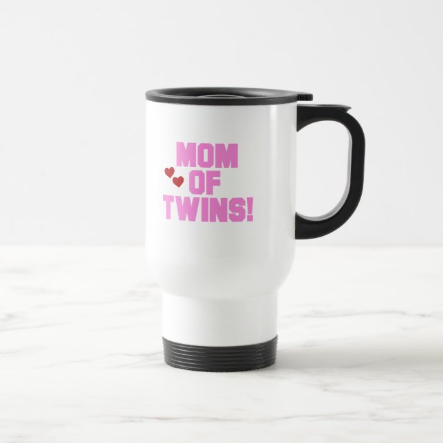 Mama von Twins-Pink-Texthemden und Geschenken Reisebecher (Rechts)