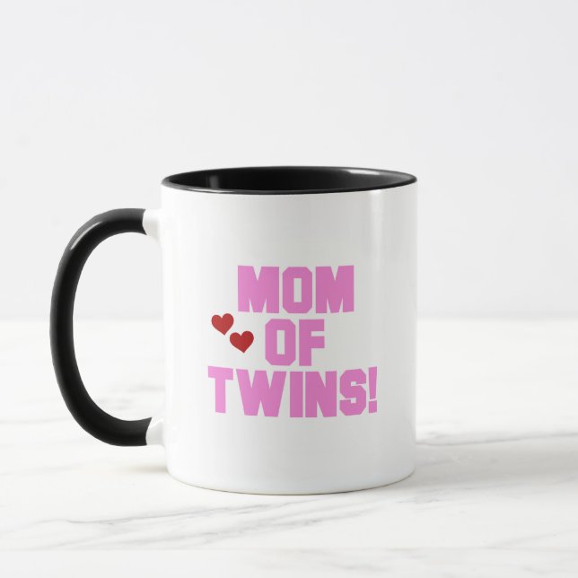 Mama von Twins-Pink-Texthemden und Geschenken Tasse (Links)