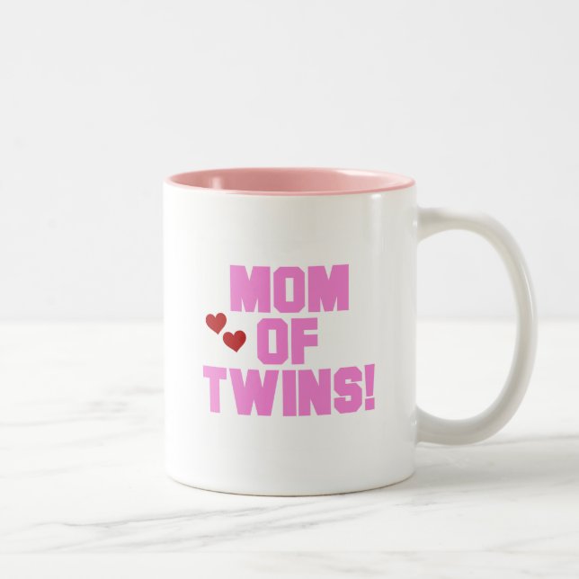 Mama von Twins-Pink-Texthemden und Geschenken Zweifarbige Tasse (Rechts)
