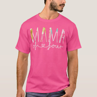 Mama von Vier Niedliche Florale Gestaltung Mutter T-Shirt