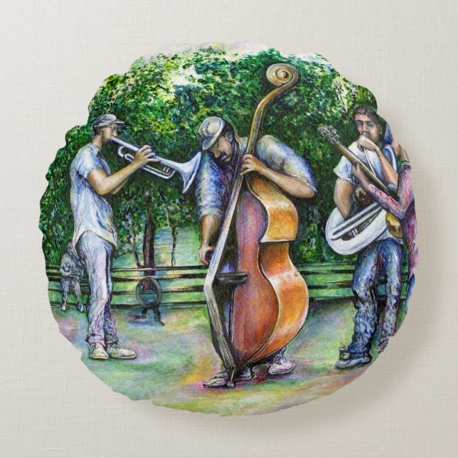 Mama warnte mich nie vor Tuba-Spielern Rundes Kissen (Vorderseite)