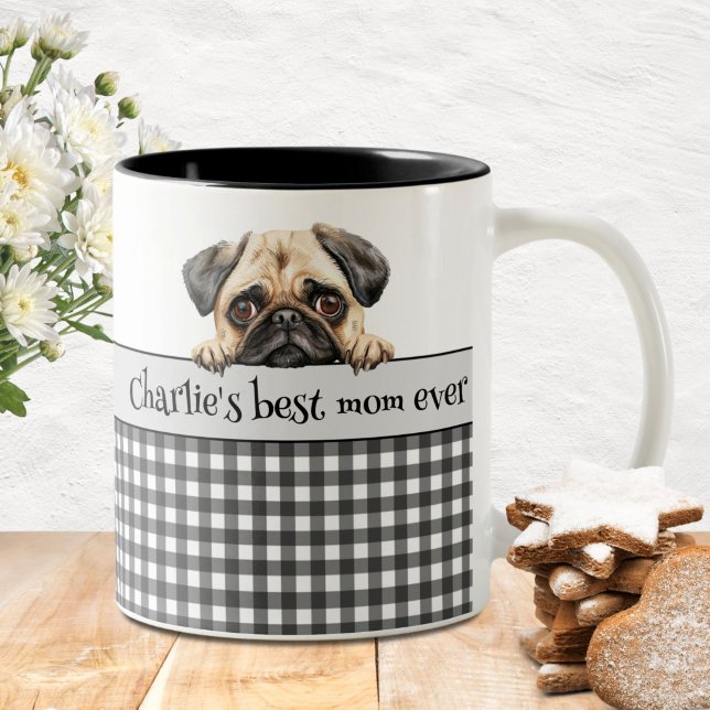 Mama Wasserfarben Mops für Hunde Zweifarbige Tasse (Von Creator hochgeladen)