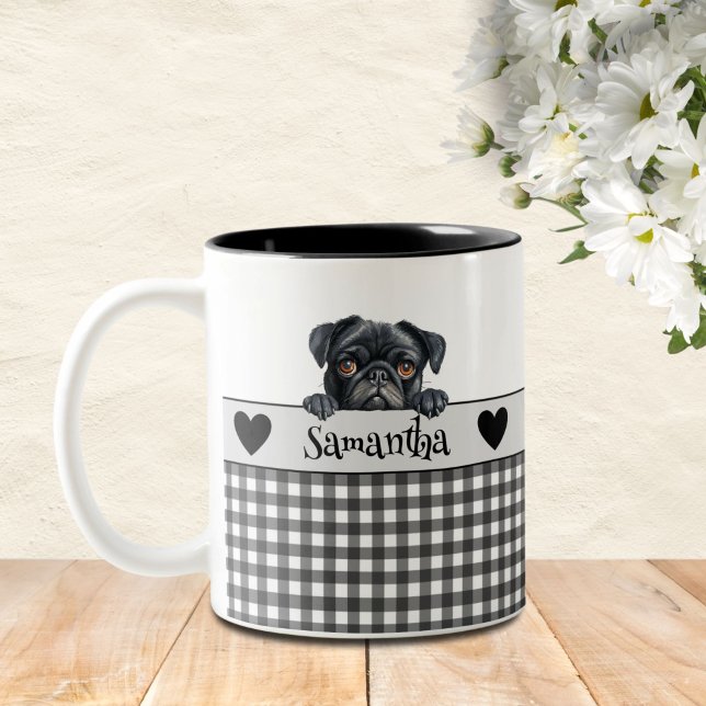 Mama Wasserfarben Mops für Hunde Zweifarbige Tasse (Von Creator hochgeladen)