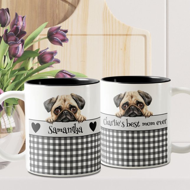 Mama Wasserfarben Mops für Hunde Zweifarbige Tasse (Von Creator hochgeladen)