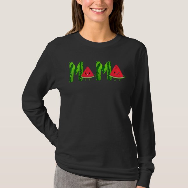 Mama Watermelon Sommer Früchte Großer Muttertag T-Shirt (Vorderseite)