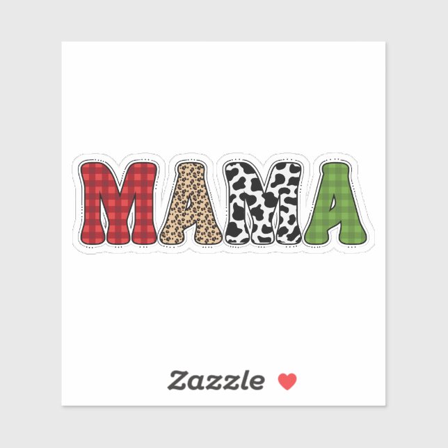Mama Weihnachten Karomuster Design Aufkleber (Blatt)