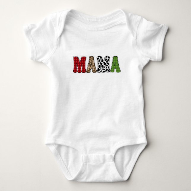 Mama Weihnachten Karomuster Design Baby Strampler (Vorderseite)