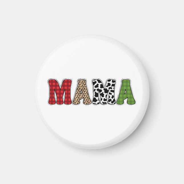 Mama Weihnachten Karomuster-Design Magnet (Vorne)