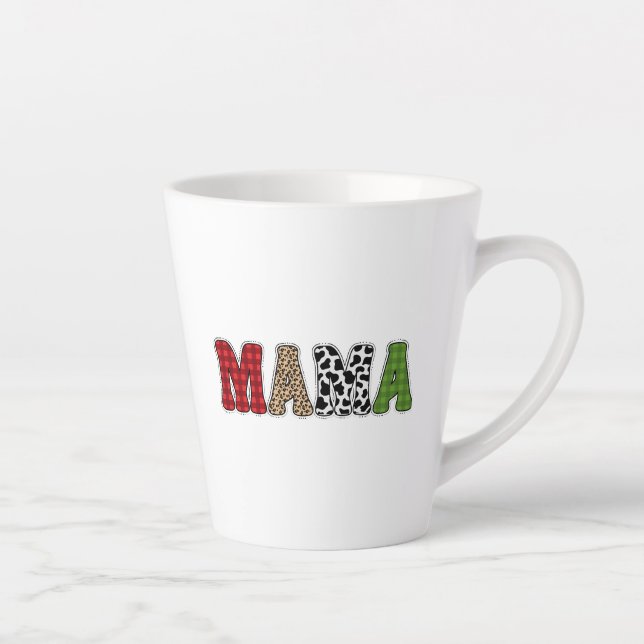 Mama Weihnachten Karomuster Design Milchtasse (Rechts)