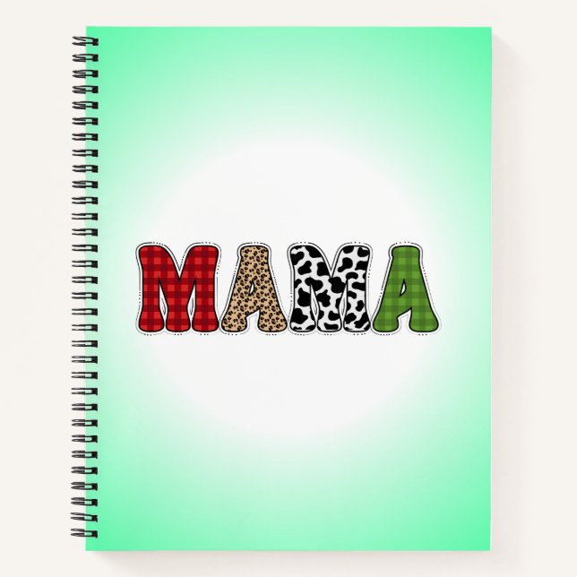 Mama Weihnachten Karomuster Design Notizbuch (Vorderseite)