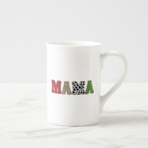 Mama Weihnachten Karomuster Design Prozellantasse