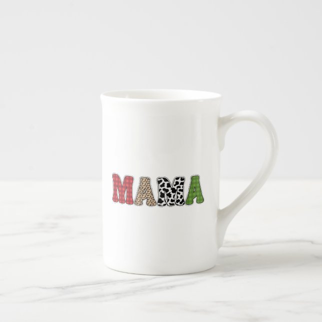 Mama Weihnachten Karomuster Design Prozellantasse (Rechts)