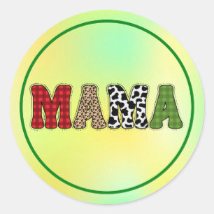 Mama Weihnachten Karomuster Design Runder Aufkleber