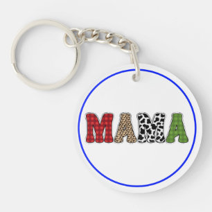 Mama Weihnachten Karomuster-Design Schlüsselanhänger