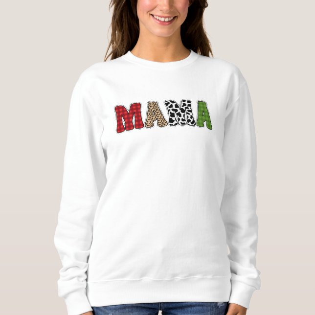Mama Weihnachten Karomuster Design Sweatshirt (Vorderseite)