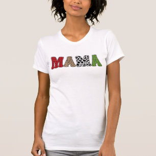 Mama Weihnachten Karomuster-Design T-Shirt
