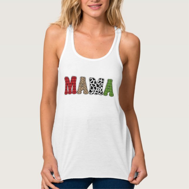 Mama Weihnachten Karomuster Design Tank Top (Vorderseite)