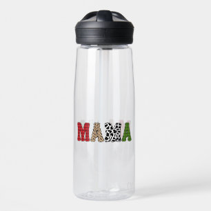 Mama Weihnachten Karomuster-Design Trinkflasche