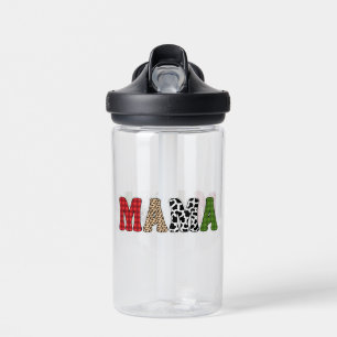 Mama Weihnachten Karomuster-Design Trinkflasche