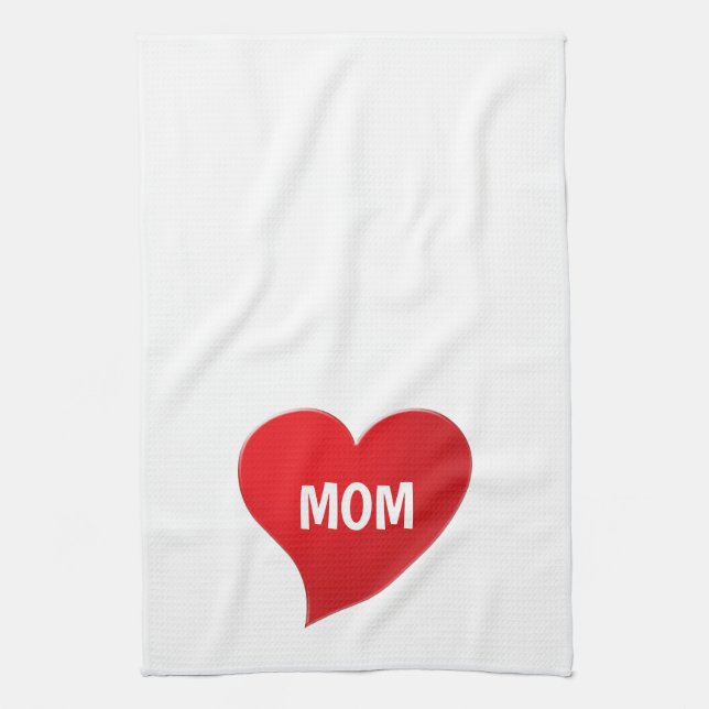 Mama Weißes rotes Herz niedlich modernes Grafikdes Geschirrtuch (Vertikal)