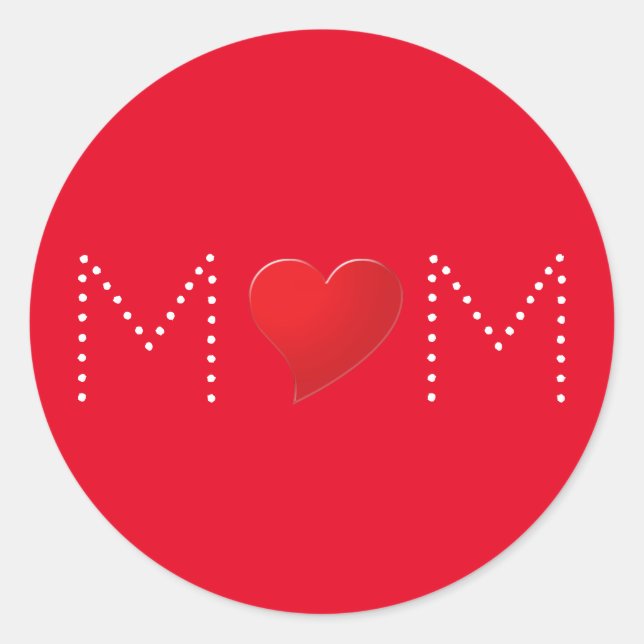 Mama Weißes rotes Herz Typografie minimalistisch n Runder Aufkleber (Vorderseite)