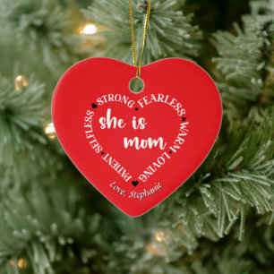 Mama Wertungsquote Rotes Herz personalisieren Keramik Ornament