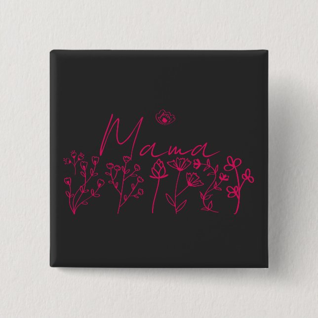 Mama Wildblumen Blumen Geschenk Button (Vorderseite)