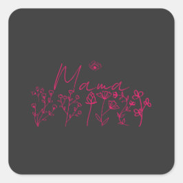 Mama Wildblumen Blumen Geschenk Quadratischer Aufkleber