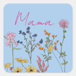 Mama-Wildblumengeschenk Quadratischer Aufkleber